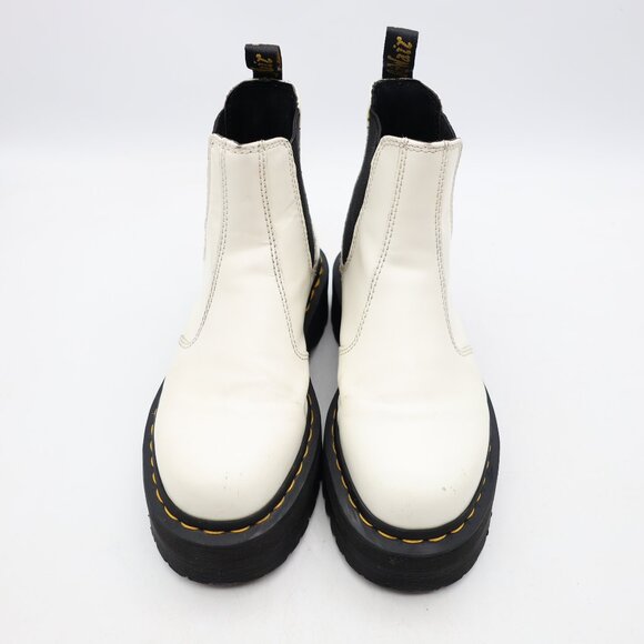 Doc Dr. Martens 2976 Quad Women's Size 7 White Leather Platform Chelsea Boots - Picture 2 of 12